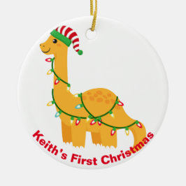Baby's First Christmas Dinosaurier. Personalisierb Keramik Ornament
