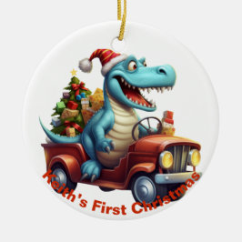 Baby's First Christmas Dinosaurier. Personalisierb Keramik Ornament