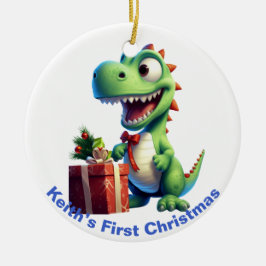 Baby's First Christmas Dinosaurier. Personalisierb Keramik Ornament