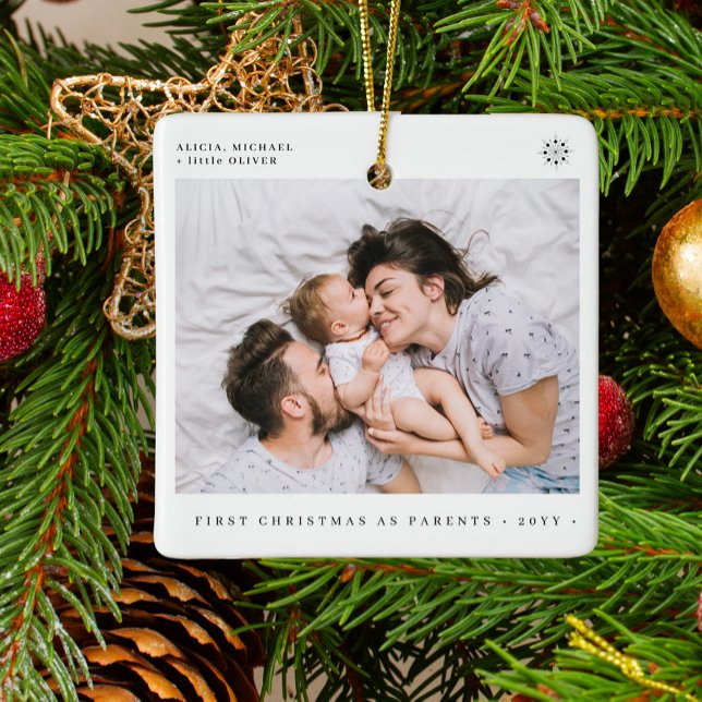 Baby's First Christmas einfaches Foto Keramikornament (Von Creator hochgeladen)