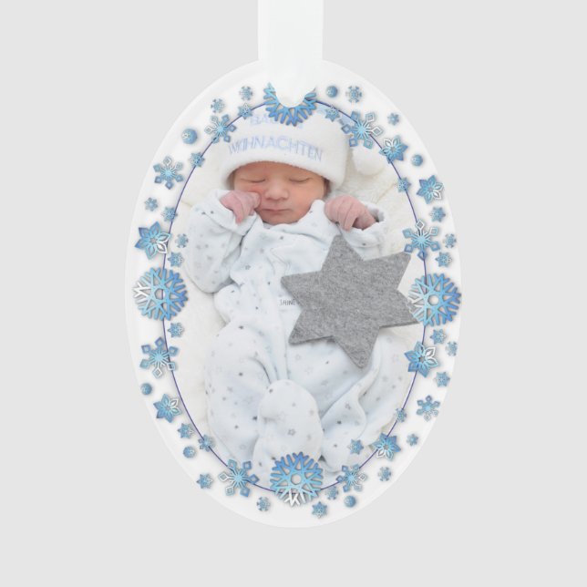 Baby's First Christmas Elegant Custom Foto Ornament (Vorderseite)