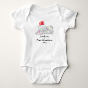 Baby's First Christmas Elephant Individuelle Name Baby Strampler