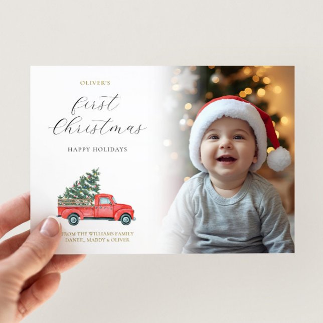 Baby's First Christmas Farm Truck Weihnachtsbaum Karte (Von Creator hochgeladen)