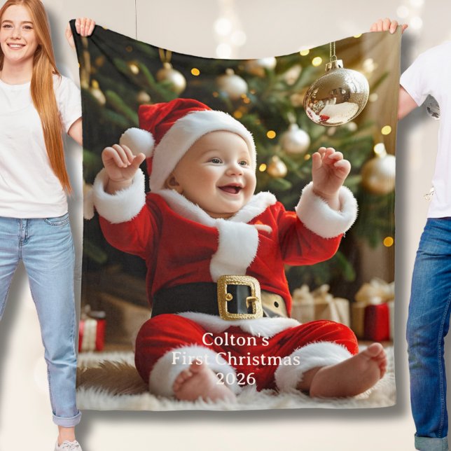 Baby's First Christmas Fleece Blanket Custom Photo (Von Creator hochgeladen)