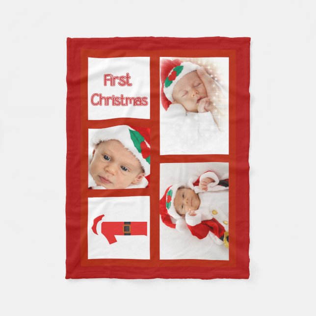 Baby's First Christmas Foto Fleece Blanket (Vorderseite)