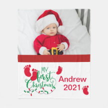 Baby's First Christmas Foto Fleece Blanket