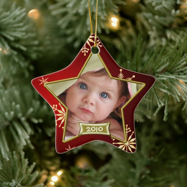 Baby's First Christmas Foto Frame Keramikornament (Baum)