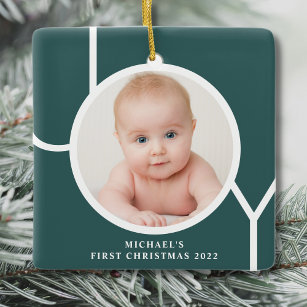 Baby's First Christmas Foto Green Keramikornament