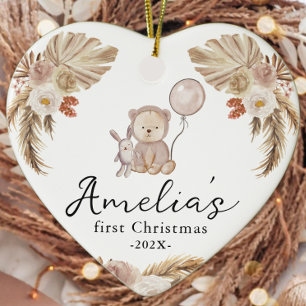 Baby's First Christmas Foto Jahr Niedlich Boho Bea Keramik Ornament