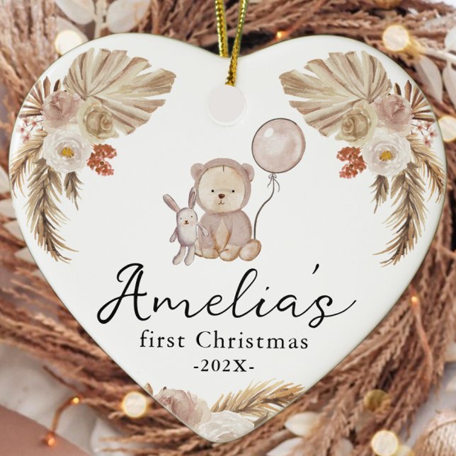 Baby's First Christmas Foto Jahr Niedlich Boho Bea Keramik Ornament (Von Creator hochgeladen)