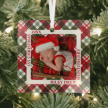 Baby's First Christmas Foto Kariert