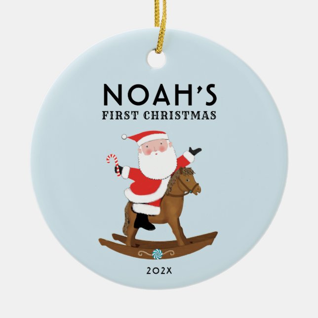 Baby's First Christmas Foto Keepake Keramik Ornament (Vorne)