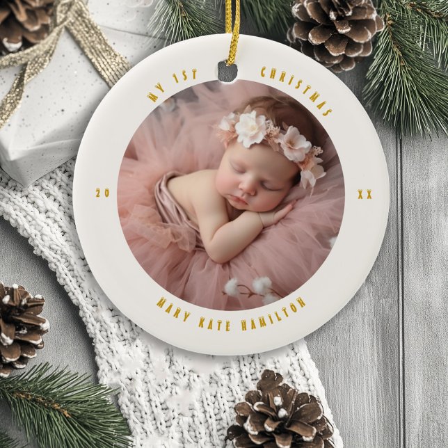 Baby's First Christmas Foto Keepake Keramik Ornament (Von Creator hochgeladen)