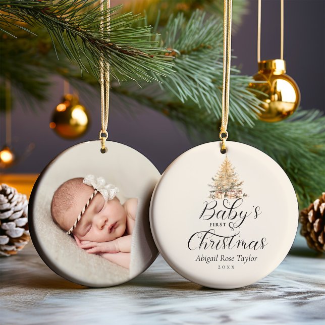 Baby's First Christmas Foto Keepake Keramik Ornament (Von Creator hochgeladen)