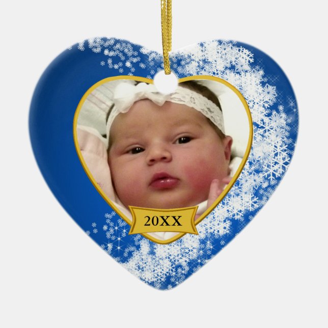 Baby's First Christmas Foto Keepake Keramik Ornament (Vorne)