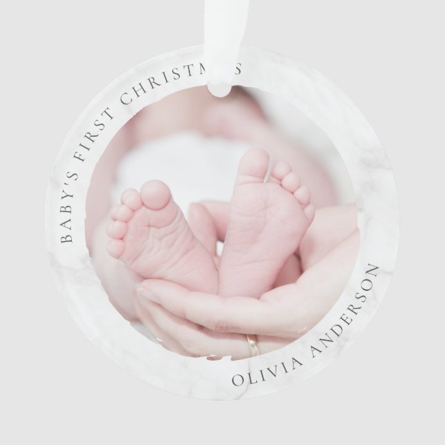 Baby's First Christmas Foto Keepake Ornament (Vorderseite)
