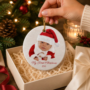 Baby's First Christmas Foto Keramik Ornament