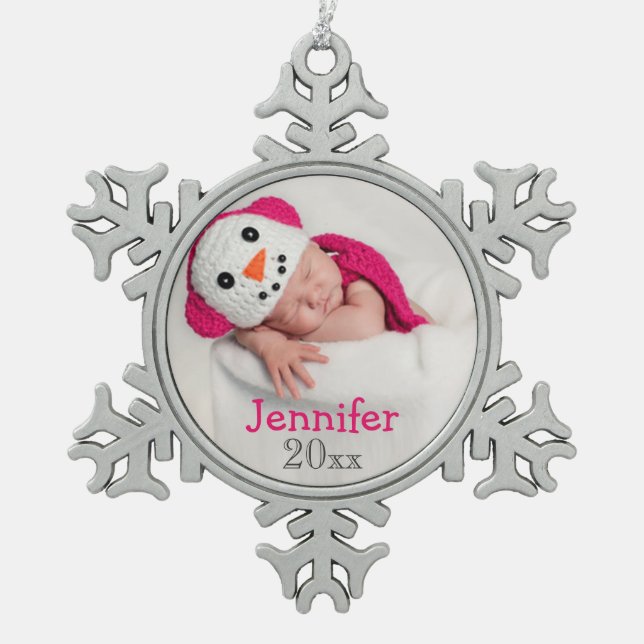 Baby's First Christmas Foto Ornament (Vorderseite)
