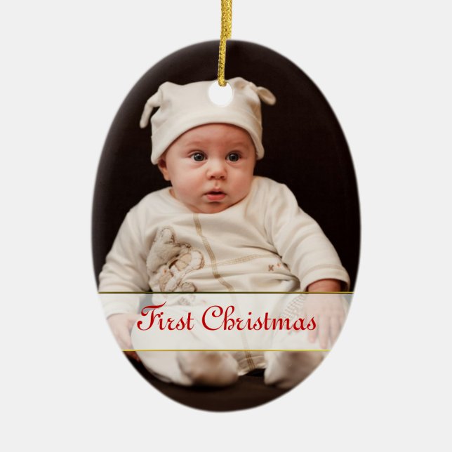 Baby's First Christmas Foto Ornament (Vorne)