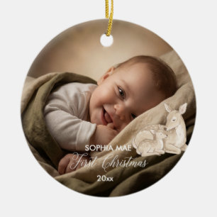 Baby's First Christmas Foto-Ornament 2026 Keramik Ornament