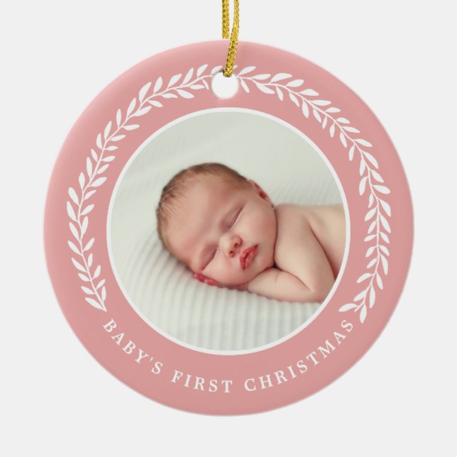 Baby's First Christmas Foto Ornament | Peach (Vorne)