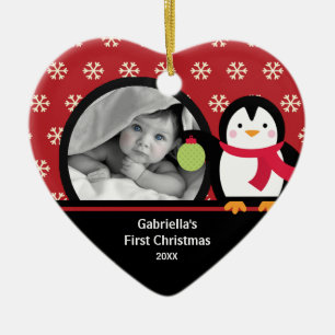 Babys First Christmas Foto Ornament Pinguin