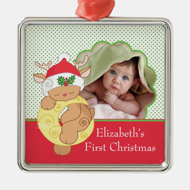 Baby's First Christmas Foto Ornament Rentier (Vorne)