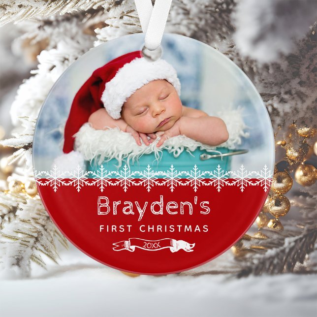 Baby's First Christmas Foto Red Ornament (Von Creator hochgeladen)