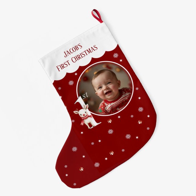 Baby's First Christmas Foto Strumpf Großer Weihnachtsstrumpf (Rückseite (Hängend))