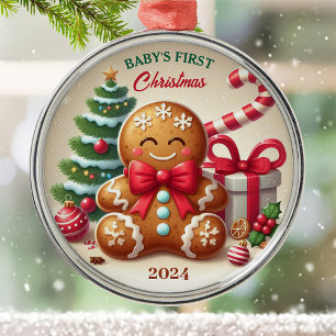 Baby's First Christmas Gingerbread Kid Custom Year Ornament Aus Metall