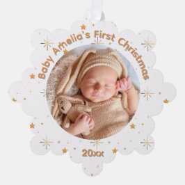 Baby's First Christmas Gold  Sparkle and year Ornament Karte