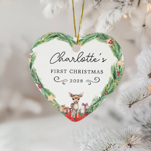 Baby's First Christmas-Heart & Rentier Keramik Ornament