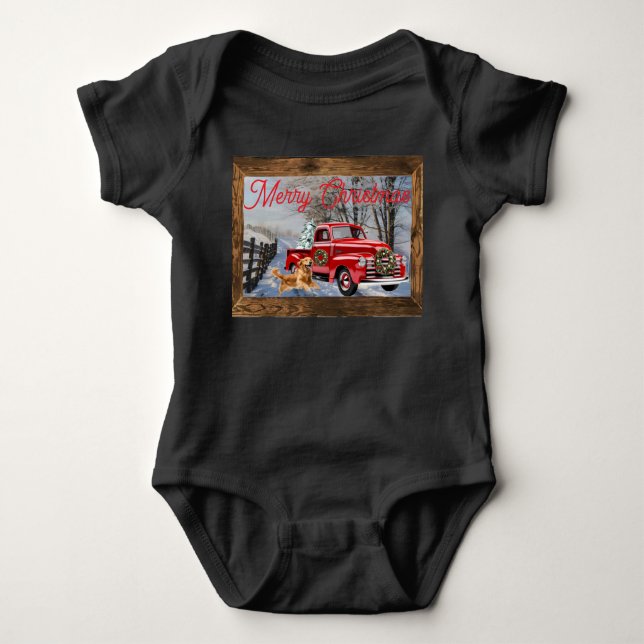 Baby's First Christmas Holiday Farm Scene Baby Strampler (Vorderseite)