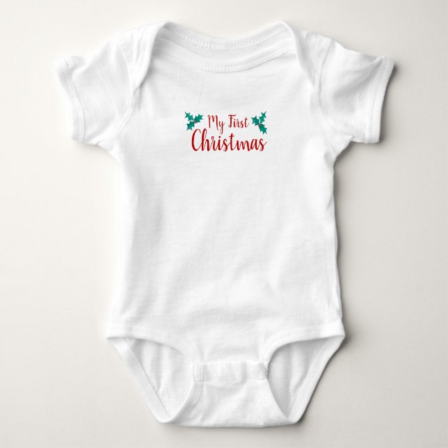 Baby's First Christmas Holly Baby Bodysuit Baby Strampler (Vorderseite)