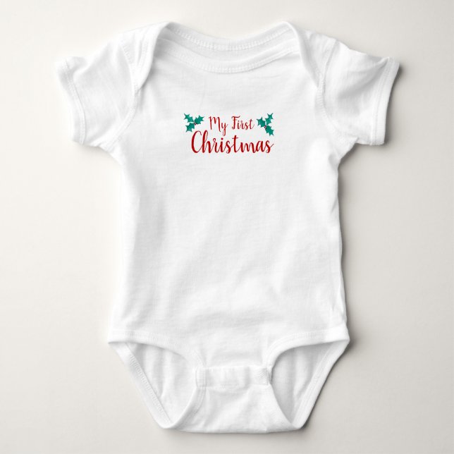 Baby's First Christmas Holly Baby Bodysuit Strampler (Vorderseite)