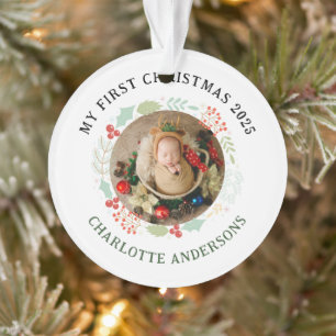 Baby's First Christmas Individuelle Name 2 Foto Ornament