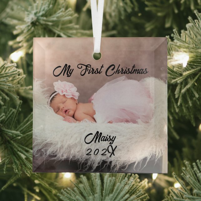 Baby's First Christmas Individuelle Name Keepake F Ornament Aus Glas (Insitu)