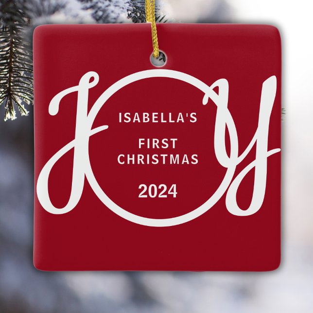 Baby's First Christmas Individuelle Name Red Keepa Keramikornament (Von Creator hochgeladen)