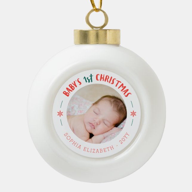 Baby's First Christmas Keepake Keramik Kugel-Ornament (Vorderseite)
