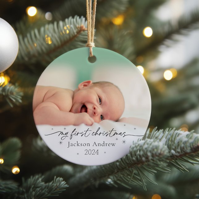 Baby's First Christmas Keramik Foto Ornament (Von Creator hochgeladen)