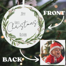 Baby's First Christmas Mistletoe Wreath and Foto