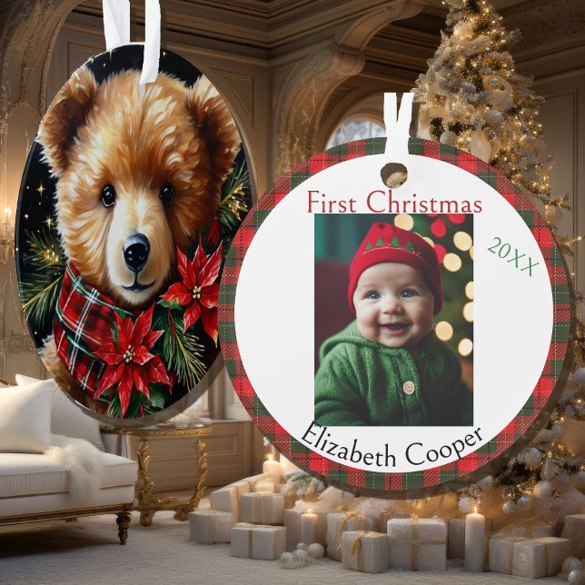 Baby's First Christmas Name Year Teddy Bear Ornament (Von Creator hochgeladen)