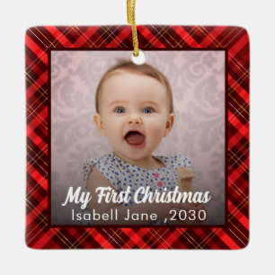 Baby's First Christmas Neugeborene Foto rot karier Keramikornament