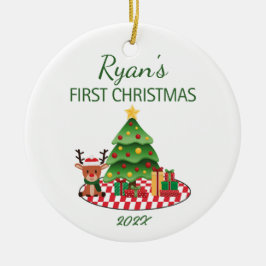 Baby's First Christmas Niedlich Rentier Keramik Ornament