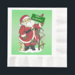 Baby's First Christmas Niedlich Santa Sign Serviette<br><div class="desc">Niedlicher Weihnachtsmann in einem roten Anzug mit einem Schild Sprichwort Baby's 1. Weihnachten. Er hat seine bezaubernden Tierfreunde und einen Baum, der mit roten Perlen geschmückt ist. Sehen Sie in meinem Shop Art by MAR für weitere Produkte mit diesem Design.</div>