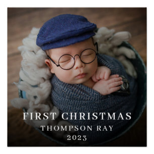 Baby's First Christmas One Foto Neugeborene Niedli Poster