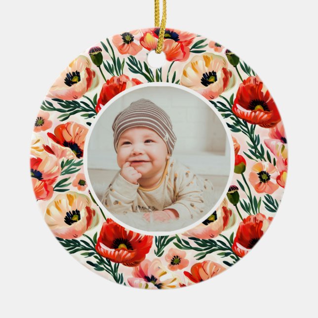 Baby's First Christmas Ornament Classic Floral (Vorne)