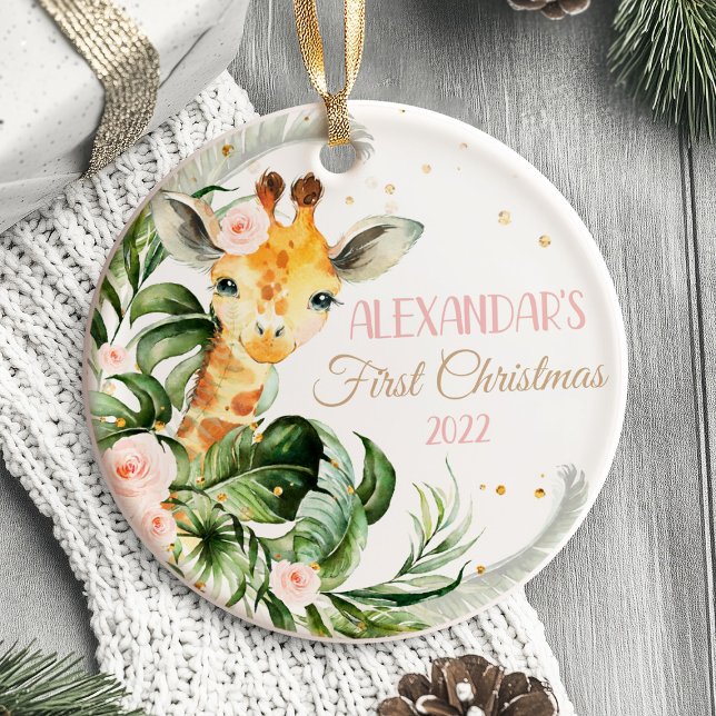 Baby's First Christmas Ornament Girl Safari Tier (Safari Baby's First Christmas Ornament girl jiraffe)