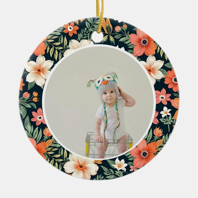  Baby's First Christmas Ornament Photo Floral (Vorne)