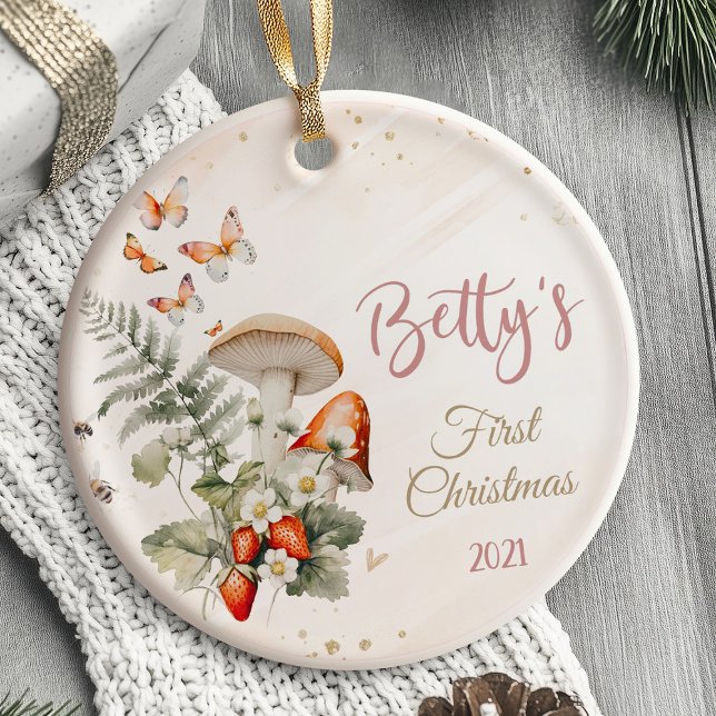 Baby's First Christmas Ornament Woodland (Baby's First Christmas Ornament mushroom woodland berry)